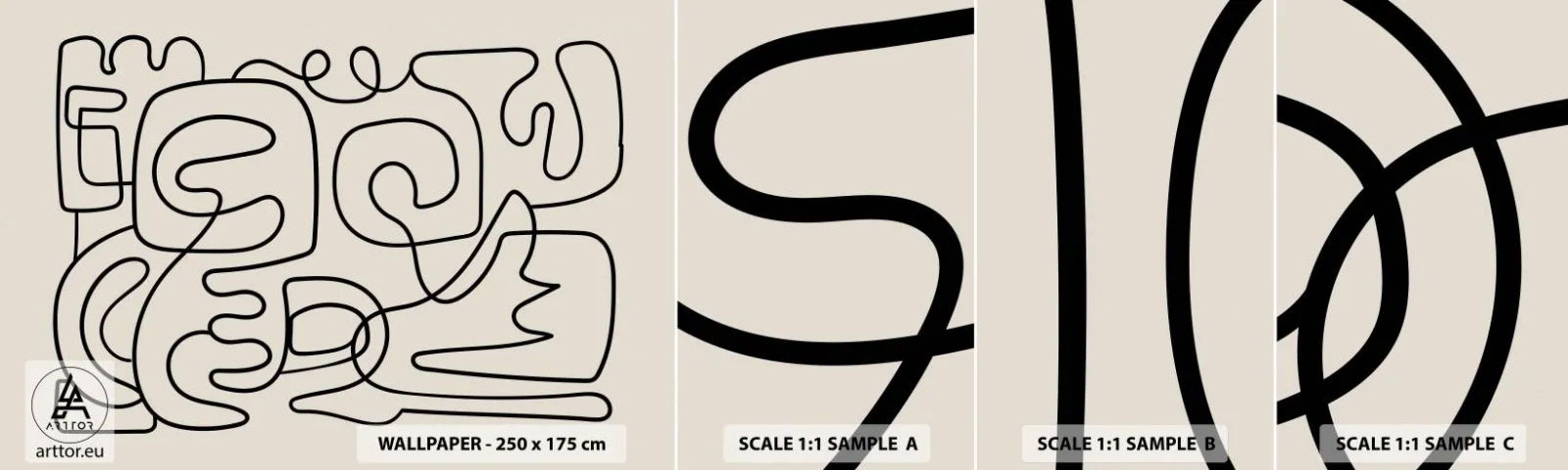 Vzorka samolepiacej fototapety Deluxe Sticker - Podľa stopy - Abstrakcia, Kus, Čiarové umenie - 100x30 cm