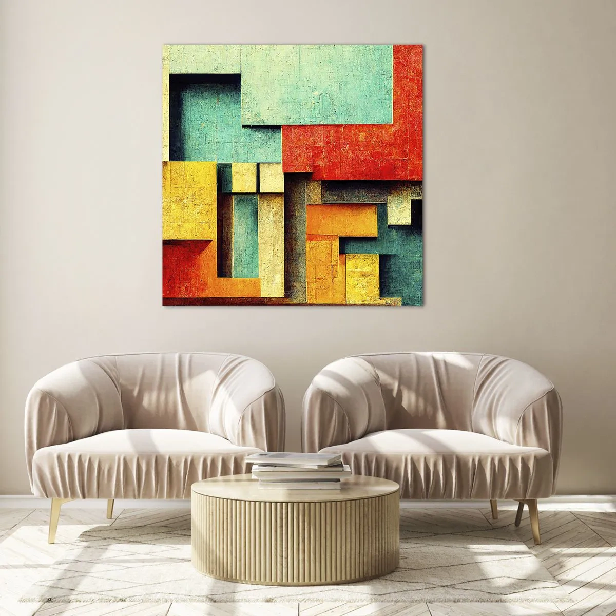 Obraz na skle - Festival pravých uhlov - 50x50 cm