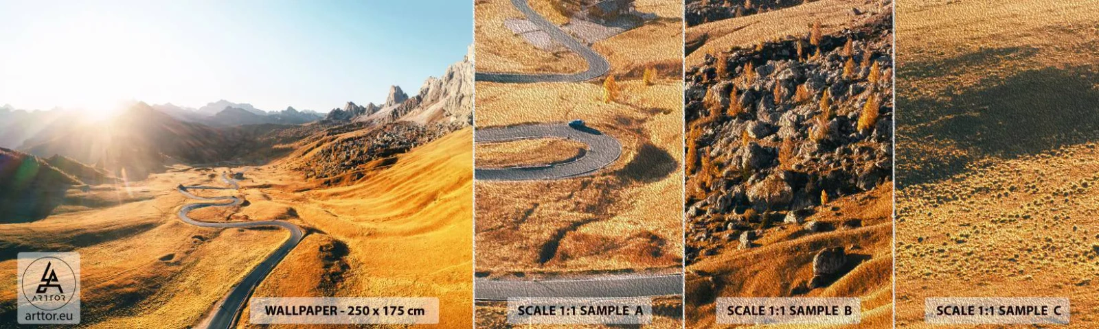 Vzorka fototapety Premium Sand - V zlatom údolí - Krajina, hory, Taliansko - 100x30 cm