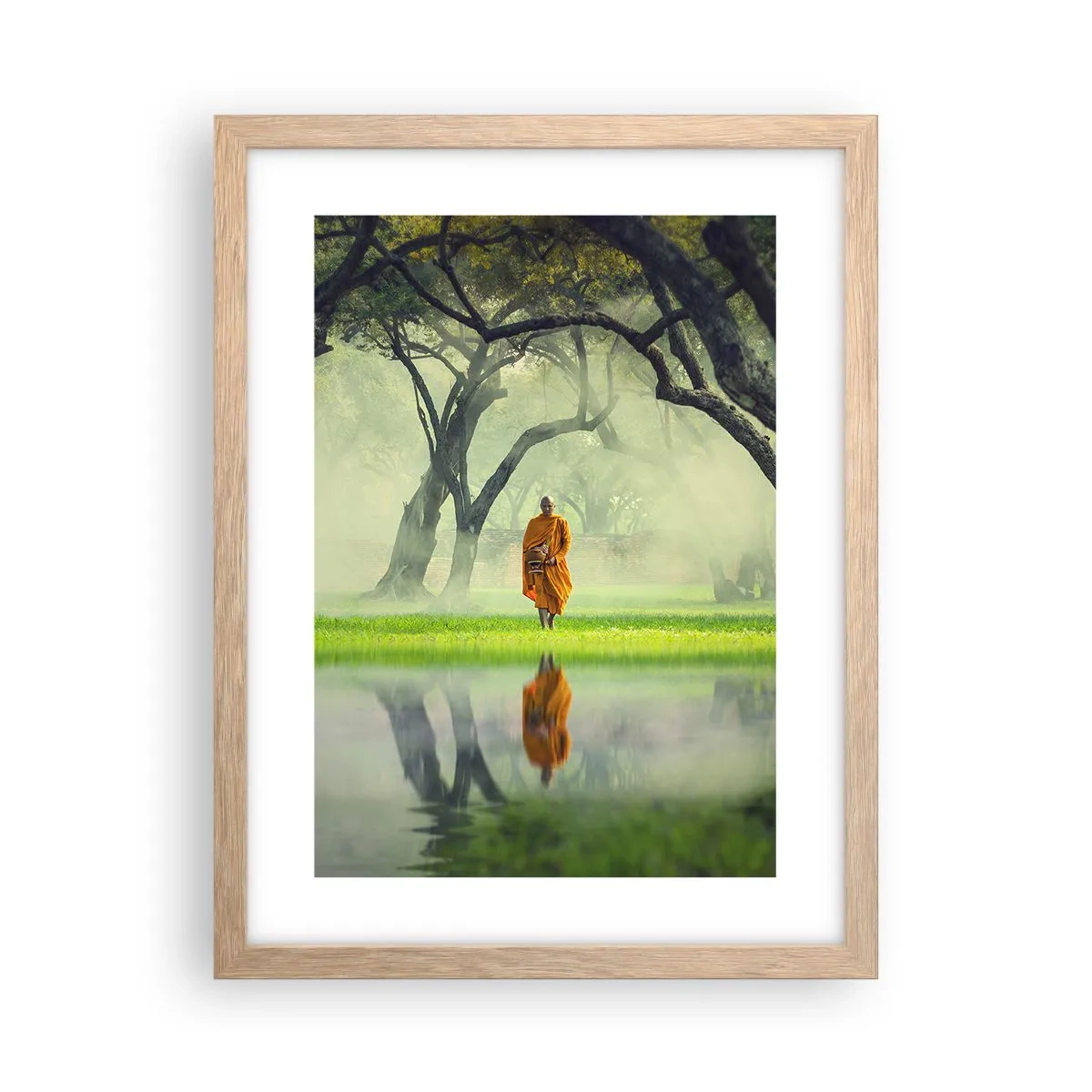 Plagát v ráme zo svetlého duba - Na ceste k osvieteniu - 30x40 cm