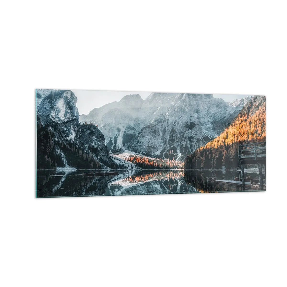 Obraz na skle - Zrkadlová krajina - 100x40 cm