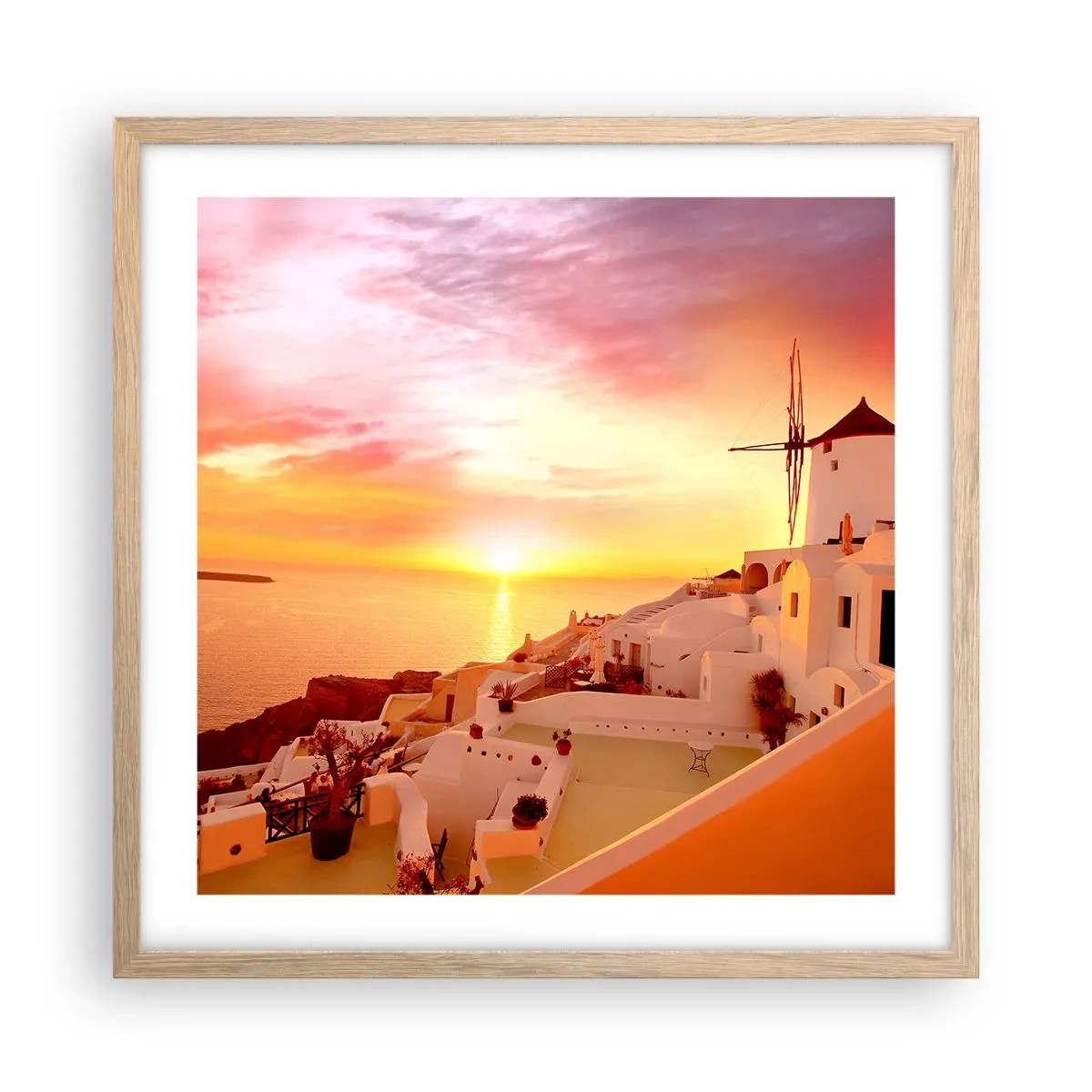 Plagát v ráme zo svetlého duba - Rozplynúť sa v bielej a zlatej - 50x50 cm