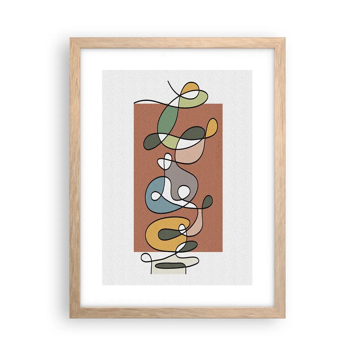 Plagát v ráme zo svetlého duba - Abstrakcia: farebné vyvádzanie - 30x40 cm