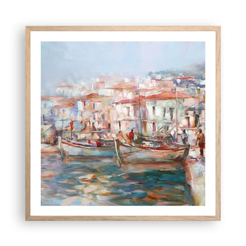 Plagát v ráme zo svetlého duba - Pastelová dovolenka - 60x60 cm