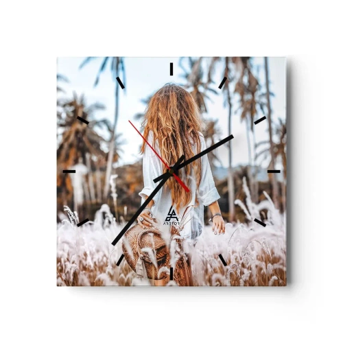 Nástenné hodiny - Zrodená z trávnej páperie - 30x30 cm