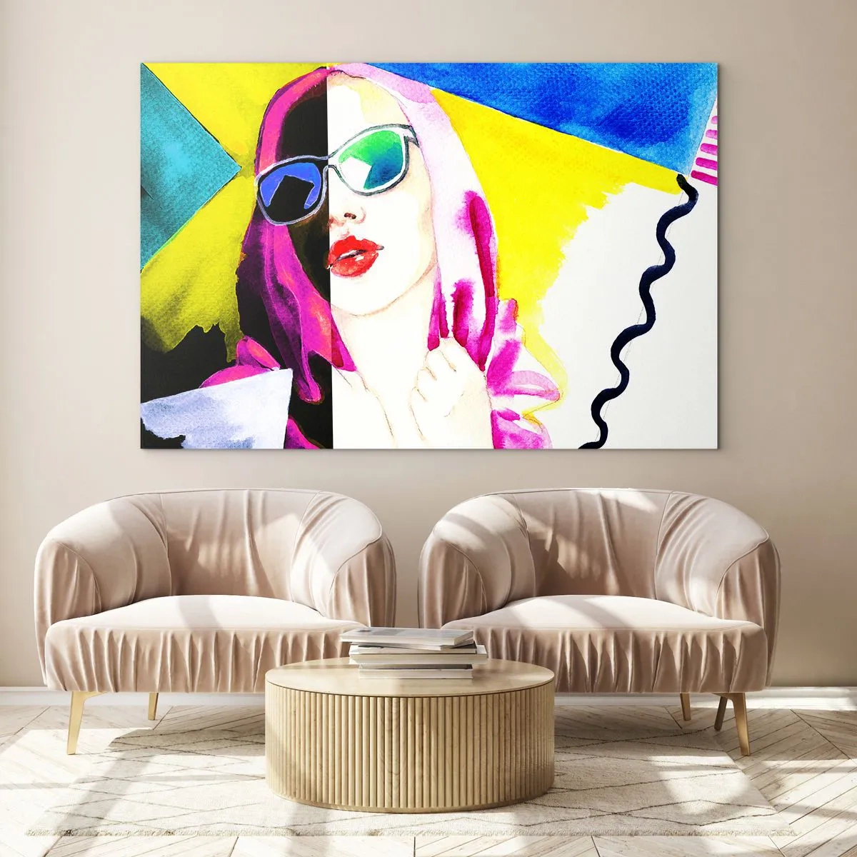 Obraz na skle - Portrét ženy v farebnom štýle pop art - 70x50cm - Nie som biela a nie som čierna - Moderná nástenná dekorácia do obývacej izby a spálne ARTTOR