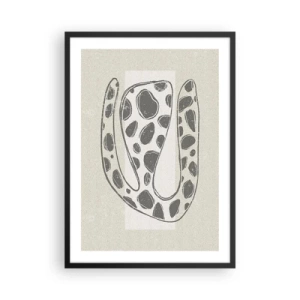 Plagát v čiernom ráme - Abstraktná organická forma v odtieňoch sivej - 50x70cm - Bizarná bytosť - Moderná nástenná dekorácia do obývacej izby a spálne ARTTOR