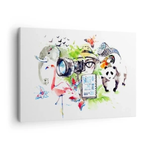 Obraz na plátne - Farebná grafika s motívmi prírody a safari - 70x50cm - Objektívom cestovateľa - Moderná nástenná dekorácia do obývacej izby a spálne ARTTOR