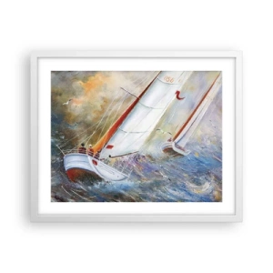 Plagát v bielom ráme - Bežiace cez vlny - 50x40 cm