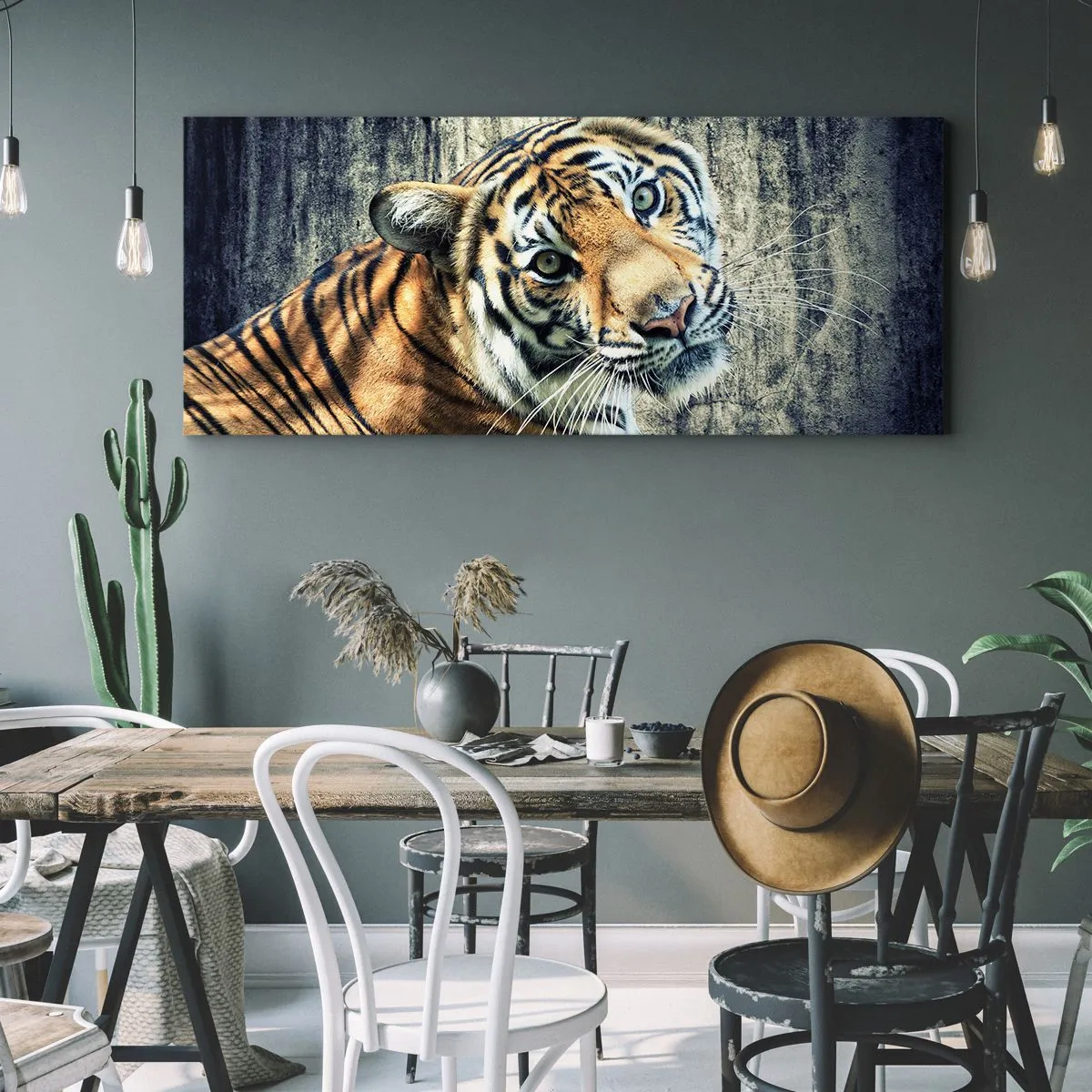 Obraz na plátne - Portrét v prameňoch svetla - 100x40 cm