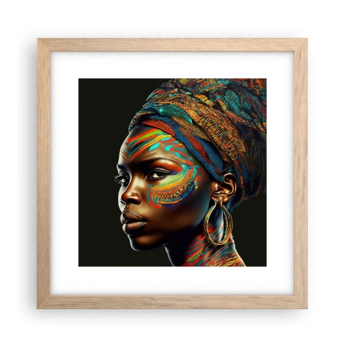 Plagát v ráme zo svetlého duba - Africká kráľovná - 30x30 cm