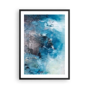 Plagát v čiernom ráme - Abstraktná kompozícia v odtieňoch modrej - 50x70cm - Rapsódia v modrom - Moderná nástenná dekorácia do obývacej izby a spálne ARTTOR
