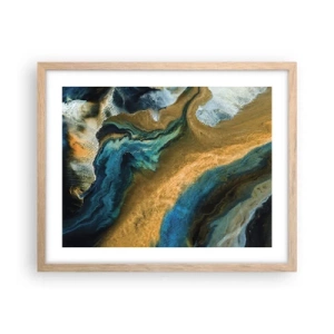 Plagát v ráme zo svetlého duba - Modrá – žltá – vzájomné vplyvy - 50x40 cm