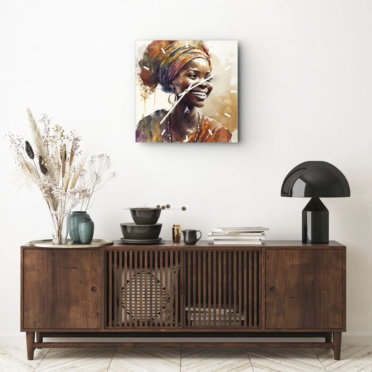 Nástenné hodiny - Africká kráľovná - 30x30 cm