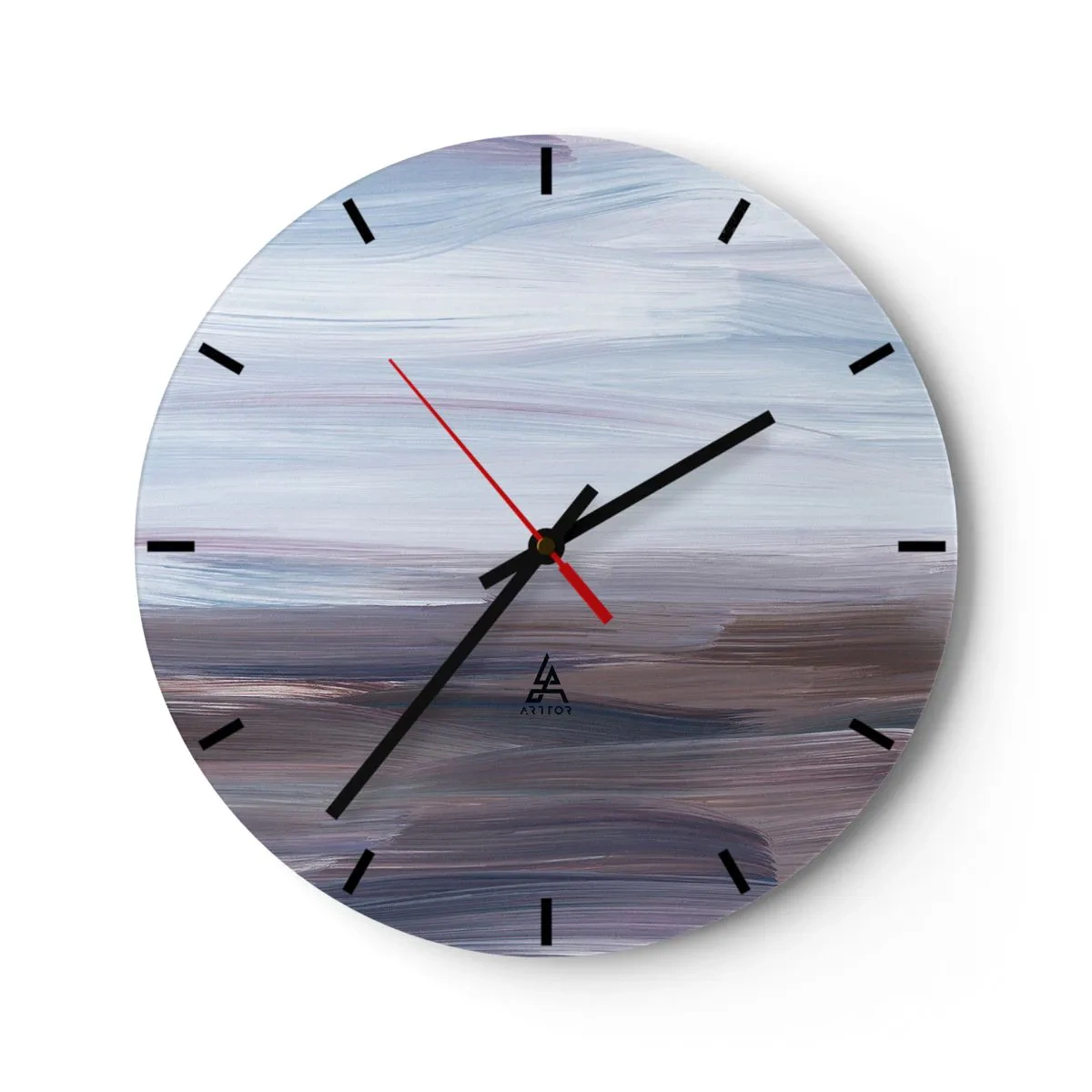 Nástenné hodiny - Abstraktná kompozícia ťahov štetcom v odtieňoch modrej. - 30x30cm - Živly: voda - Moderná nástenná dekorácia do obývacej izby, kuchyne a spálne ARTTOR