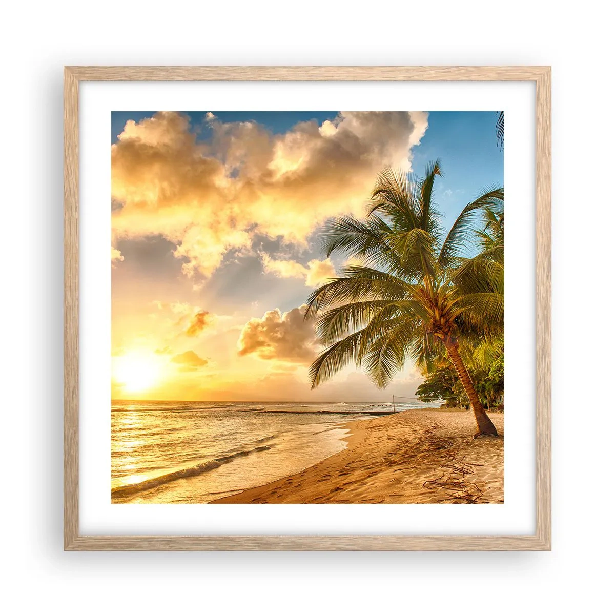 Plagát v ráme zo svetlého duba - Večné leto, vždy prázdniny - 50x50 cm