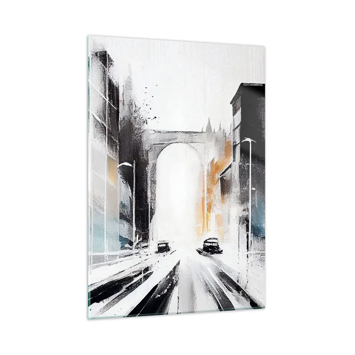 Obraz na skle - Štúdia mesta: architektúra a pohyb - 50x70 cm
