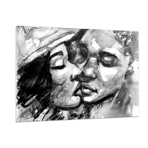 Obraz na skle - Nežný okamih - 120x80 cm
