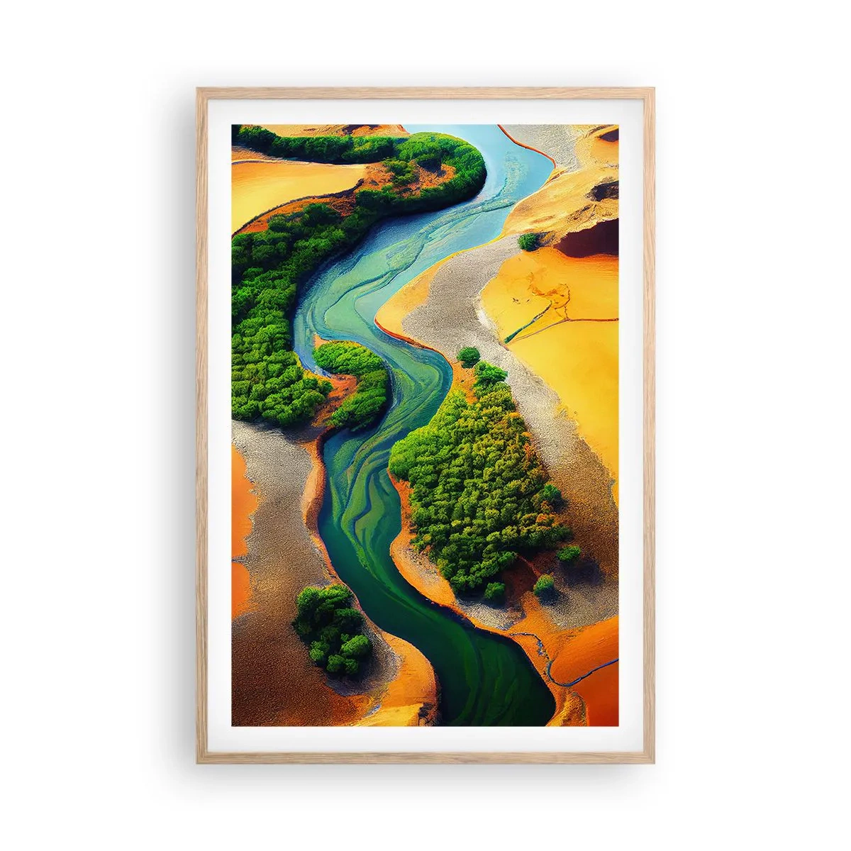 Plagát v ráme zo svetlého duba - Životodarná rieka - 61x91 cm