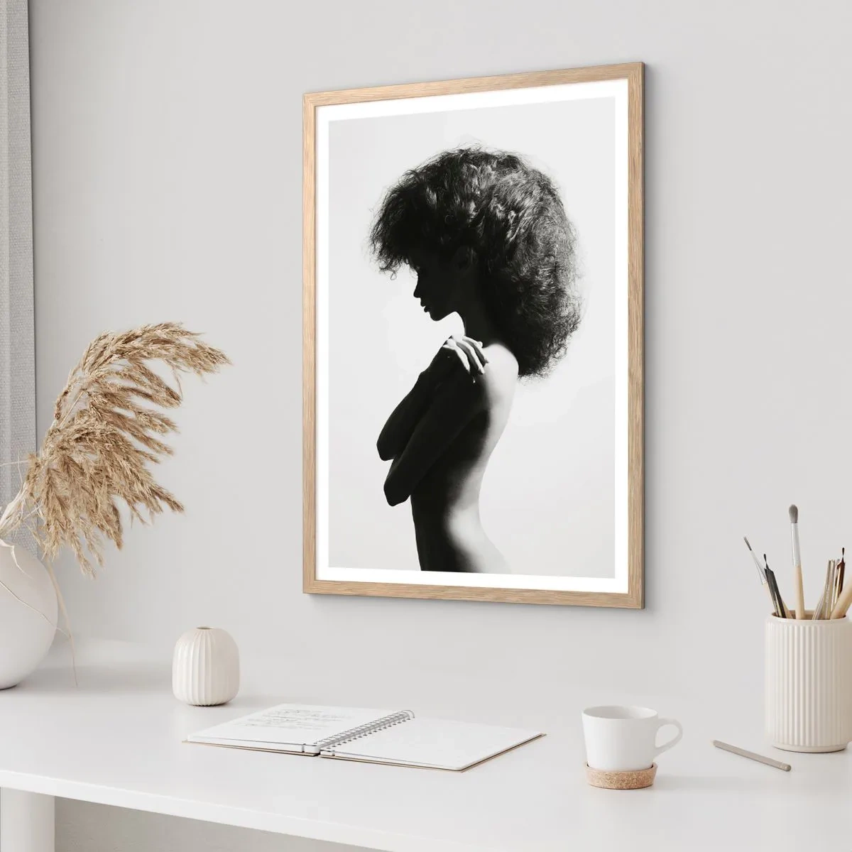 Plagát v ráme zo svetlého duba - Ako kvetina na štíhlej stonke - 70x100 cm