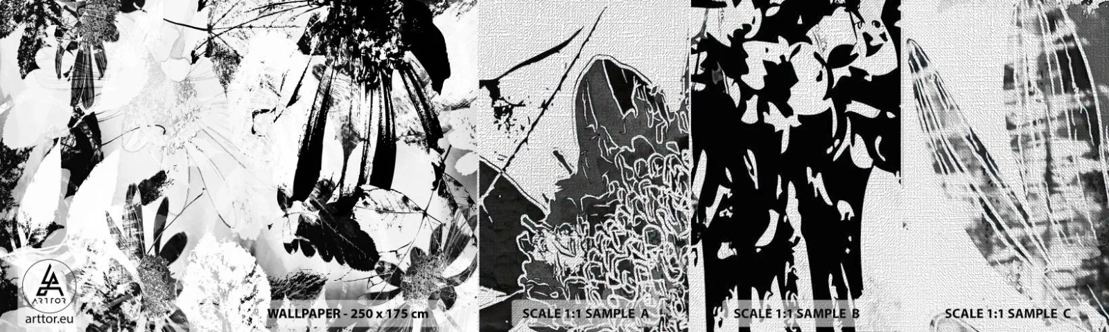 Vzorka fototapety Premium Canvas - Jeseň v negatíve - Abstrakcia, Kvety, Grafika - 100x30 cm