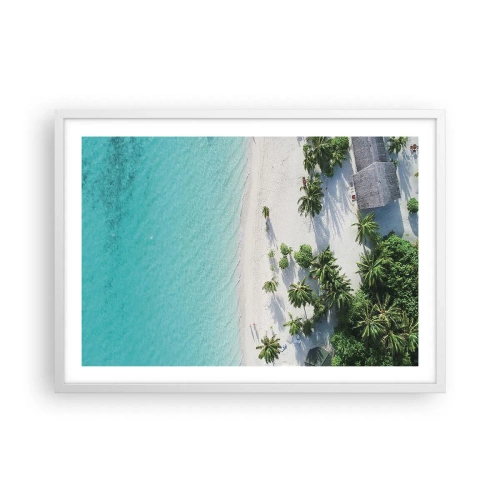 Plagát v bielom ráme - Dovolenka v raji - 70x50 cm
