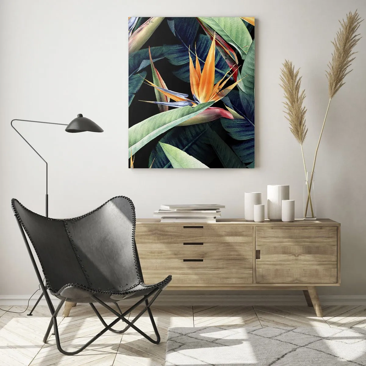 Obraz na skle - Plamenné kvety trópov - 50x70 cm
