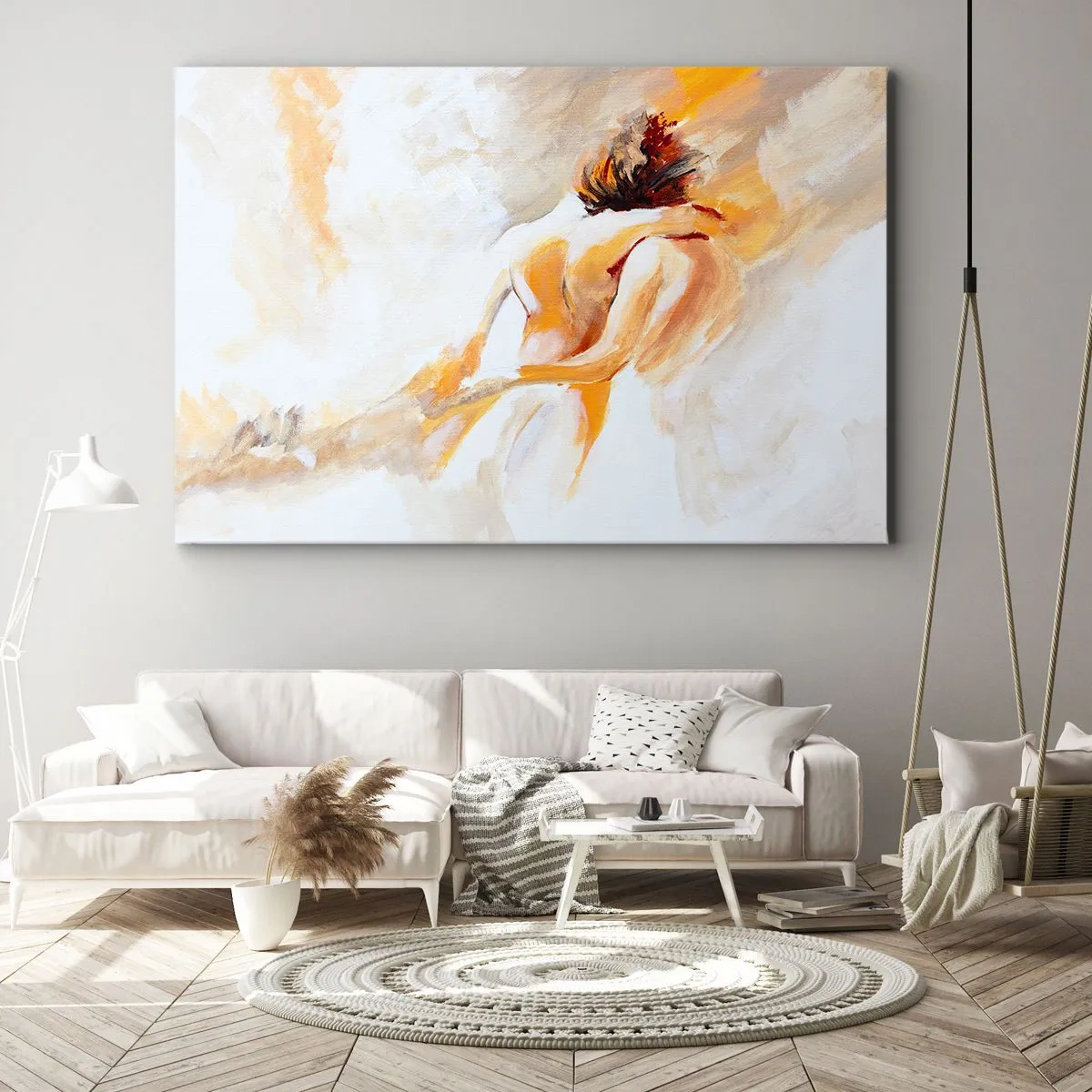 Obraz na plátne - Abstraktná scéna romantického objatia - 70x50cm - Blízkosť v nebi - Moderná nástenná dekorácia do obývacej izby a spálne ARTTOR