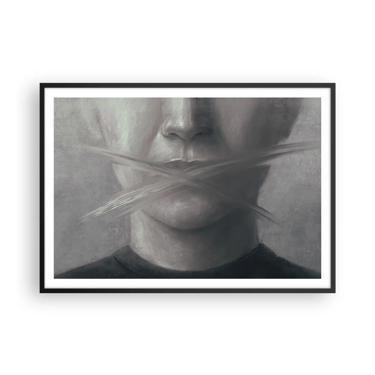 Plagát v čiernom ráme - Ani slovo - 100x70 cm