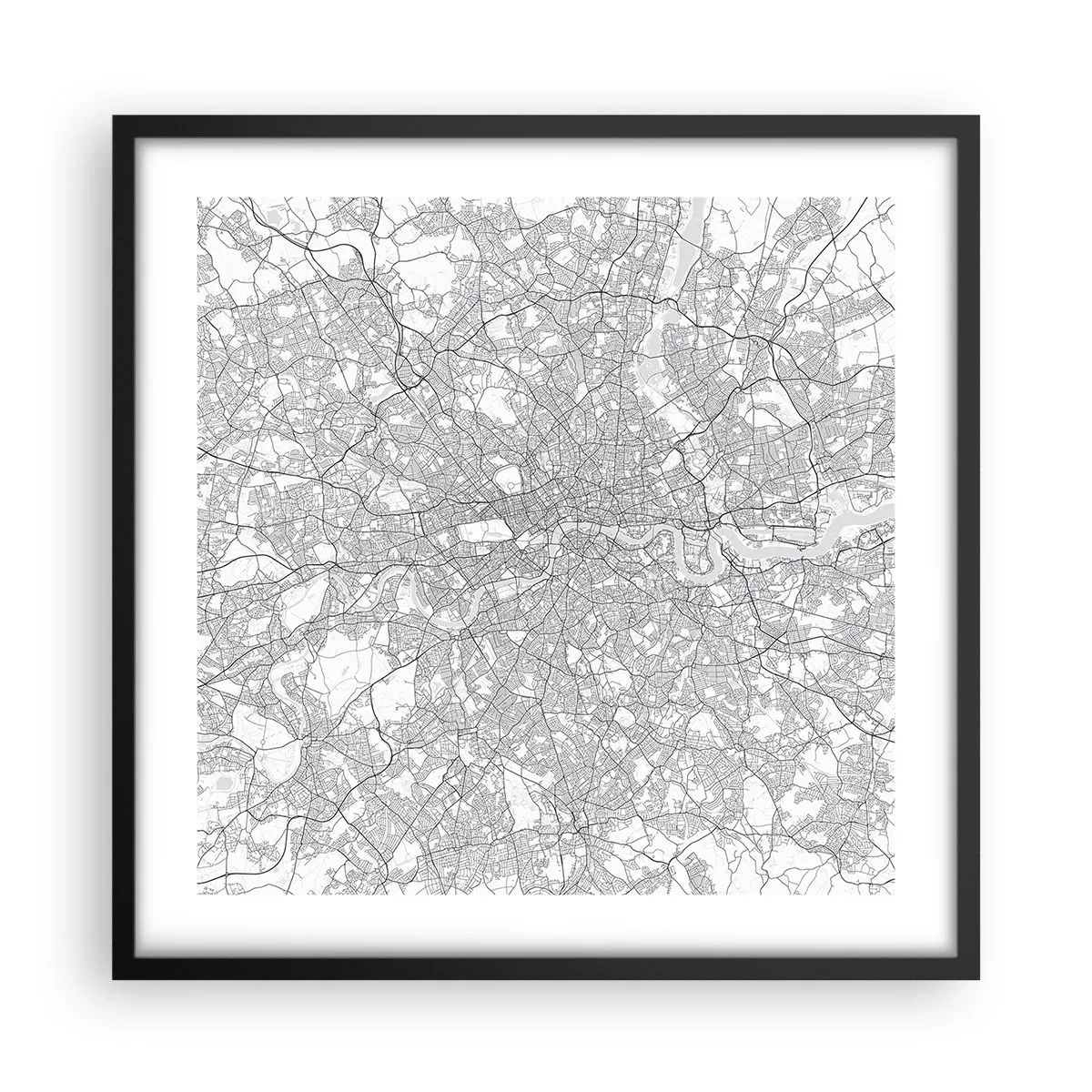 Plagát v čiernom ráme - Mapa londýnskeho labyrintu - 50x50 cm