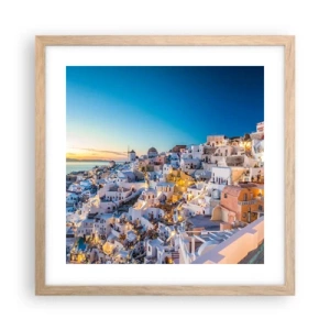 Plagát v ráme zo svetlého duba - Esencia Grécka - 40x40 cm