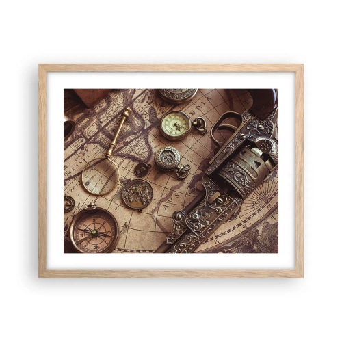 Plagát v ráme zo svetlého duba - Dobrodružstvo volá - 50x40 cm