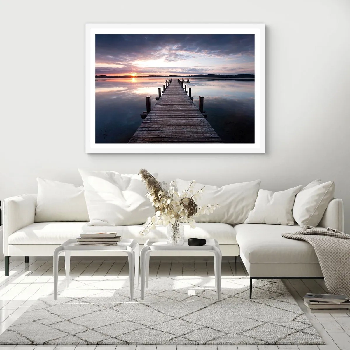 Plagát v bielom ráme - Tichá hranica medzi dňom a nocou - 91x61 cm
