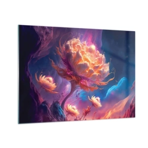Obraz na skle - Fantastický kvet plávajúci v kozmickom prostredí - 70x50cm - Iný svet - Moderná nástenná dekorácia do obývacej izby a spálne ARTTOR