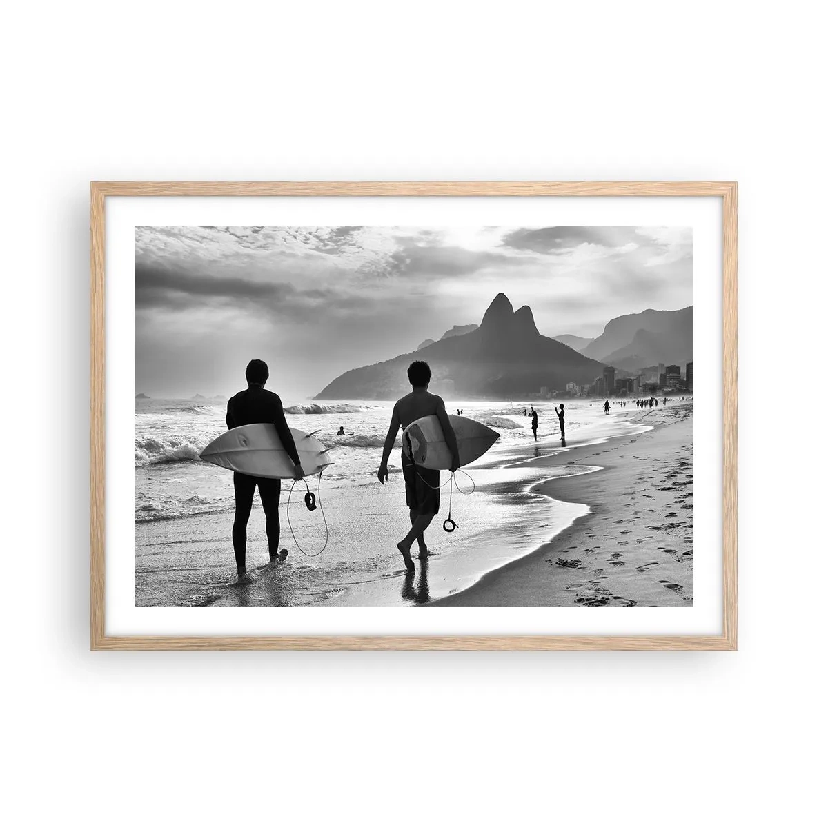 Plagát v ráme zo svetlého duba - Samba na jednu vlnu - 70x50 cm