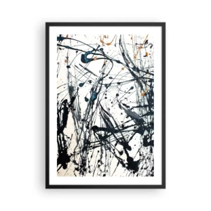 Plagát v čiernom ráme - Expresívna abstrakcia v štýle gestickej maľby - 50x70cm - Expresionistická abstrakcia - Moderná nástenná dekorácia do obývacej izby a spálne ARTTOR