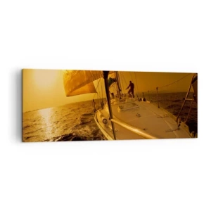 Obraz na plátne - Zlatý večer po viacfarebnom dni - 140x50 cm