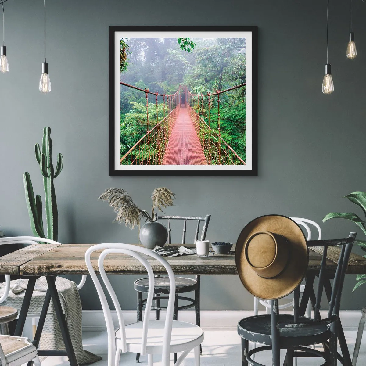 Plagát v čiernom ráme - Zavesený nad korunami - 50x50 cm