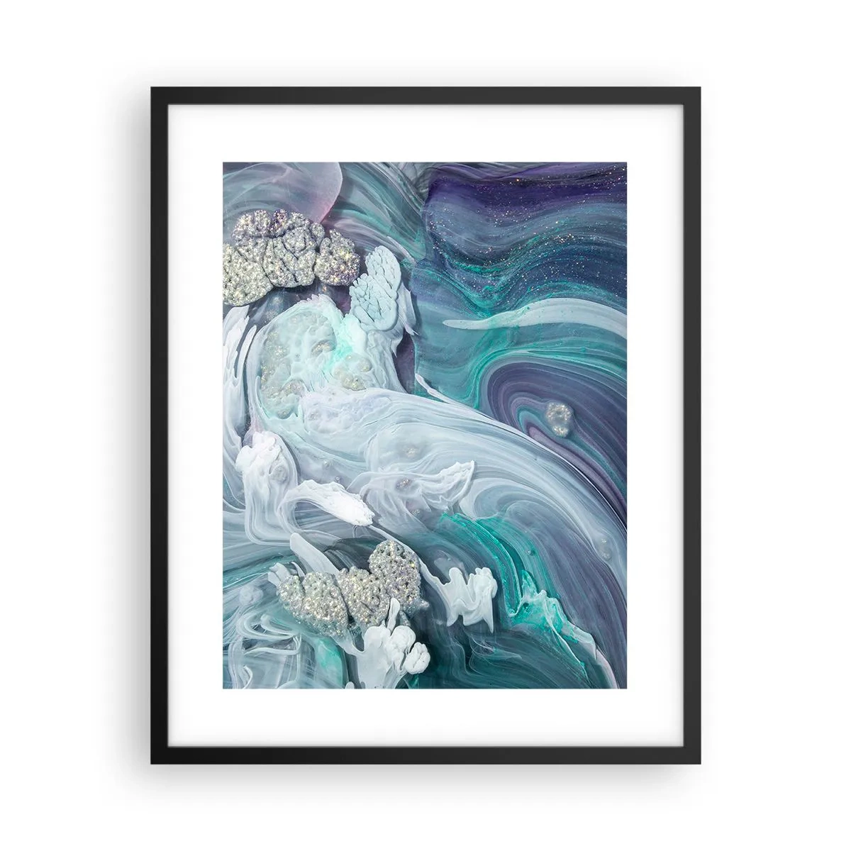 Plagát v čiernom ráme - Prúdy modrej - 40x50 cm