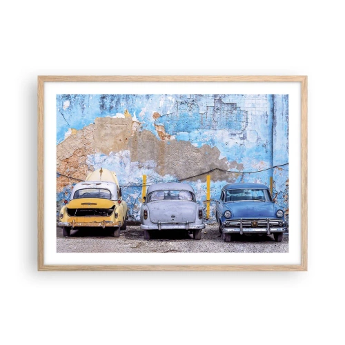 Plagát v ráme zo svetlého duba - Stretnutie veteránov - 70x50 cm