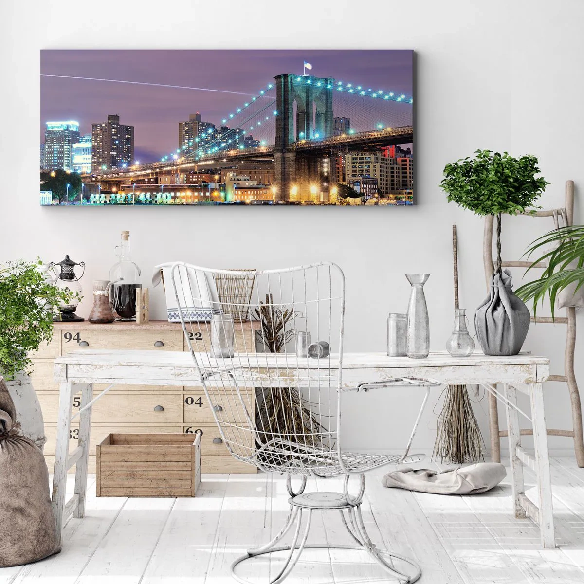 Obraz na plátne - Po veľa rokov Brooklynský most - 160x50 cm