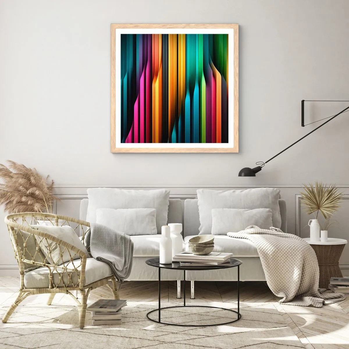 Plagát v ráme zo svetlého duba - Svetelný organ - 40x40 cm