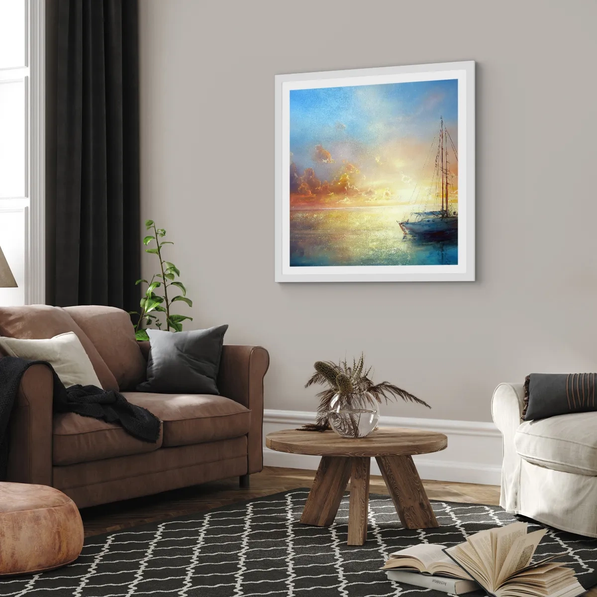 Plagát v bielom ráme - V zlatom zálive - 60x60 cm