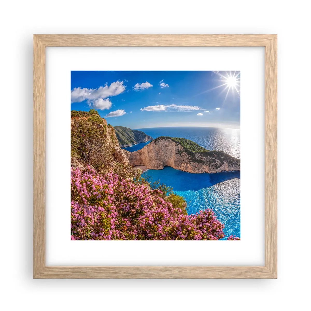 Plagát v ráme zo svetlého duba - Moje veľké grécke prázdniny - 30x30 cm