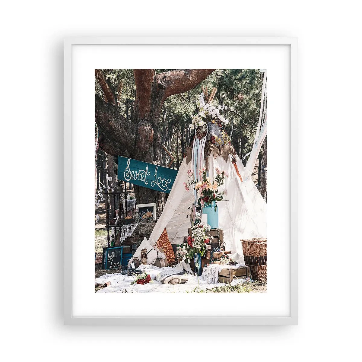 Plagát v bielom ráme - Make love… - 40x50 cm