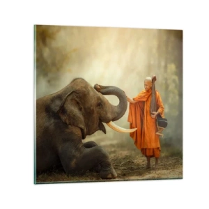 Obraz na skle - Stretnutie na cestách - 40x40 cm