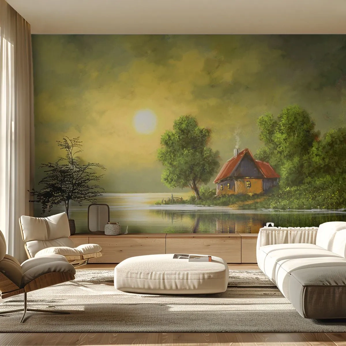 Fototapeta Premium Sand - Krásne, ako z obrázku - Krajina, Vidiecka chata, Plachetnica - 100x70 cm