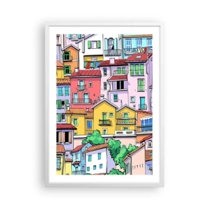 Plagát v bielom ráme - Veselé mesto - 50x70 cm
