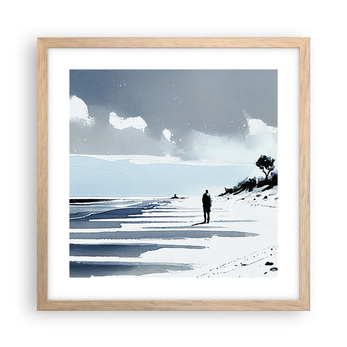 Plagát v ráme zo svetlého duba - O samote - 40x40 cm