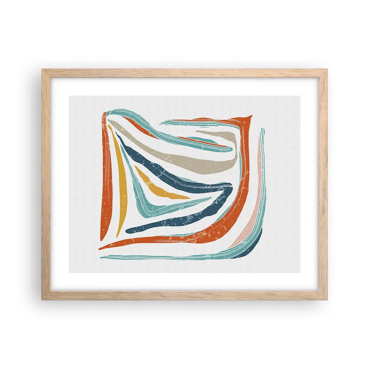 Plagát v ráme zo svetlého duba - Priateľsky usmievavá abstrakcia - 50x40 cm